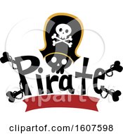 Poster, Art Print Of Pirate Party Themed Captain Skull With Bones And A Banner Clipart