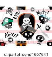 Poster, Art Print Of Pirate Skull Seamless Background Illustration