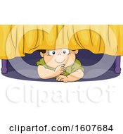 Poster, Art Print Of Kid Toddler Boy Hiding Under Bed Illustration
