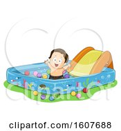 Poster, Art Print Of Kid Toddler Boy Kiddie Pool Illustration