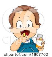 Poster, Art Print Of Kid Toddler Boy Vitamin Chewable Illustration