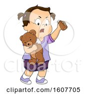 Kid Toddler Girl Break Teddy Bear Illustration