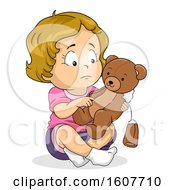 Poster, Art Print Of Kid Toddler Girl Sad Broken Teddy Bear