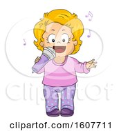 Poster, Art Print Of Kid Toddler Girl Sing Microphone Illustration