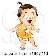 Poster, Art Print Of Kid Toddler Girl Try To Walk Illustration