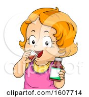 Poster, Art Print Of Kid Toddler Girl Vitamin Bottle Measuring Cup