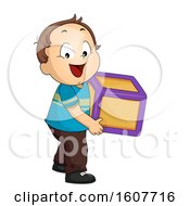 Kid Toddler Boy Carry Toy Block Illustration