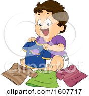 Poster, Art Print Of Kid Toddler Boy Choose Shirts Illustration