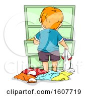 Poster, Art Print Of Kid Toddler Boy Look Outfit Drawer Illustration