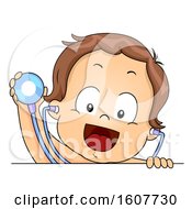 Poster, Art Print Of Kid Toddler Boy Stethoscope Check Up Illustration