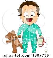 Kid Toddler Boy Bear Sippy Cup Illustration