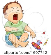 Poster, Art Print Of Kid Toddler Boy Cry Toy Break Illustration