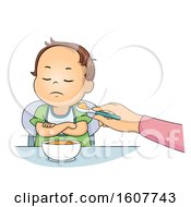 Kid Toddler Boy Dont Want To Eat Illustration