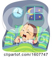 Poster, Art Print Of Kid Toddler Boy Night Waking Up Illustration