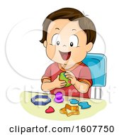 Kid Toddler Boy Play Clay Illustration