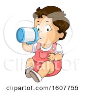 Poster, Art Print Of Kid Toddler Boy Sippy Cup Drink Illustration
