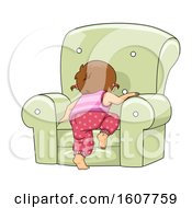 Poster, Art Print Of Kid Toddler Girl Climb Chair Illustration