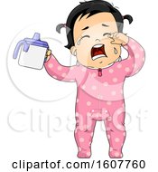 Poster, Art Print Of Kid Toddler Girl Crying Sippy Cup Illustration