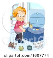 Poster, Art Print Of Kid Toddler Boy Chores Toy Illustration