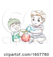 Poster, Art Print Of Kids Boy Toddler Play Shapes Brotherly Duty