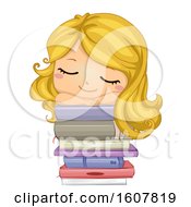 Kid Girl Sleep Books Illustration
