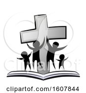 Poster, Art Print Of Christian Family Cross Book Illustration