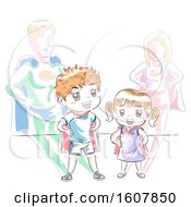Poster, Art Print Of Kids Super Heroes Play Illustration