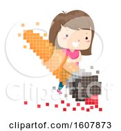 Kid Girl Brush Pixels Illustration