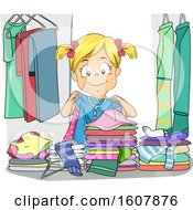 Kid Girl Choose Clothes Messy Illustration