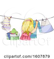 Kid Girl Life Skill Hanging Dress Illustration by BNP Design Studio