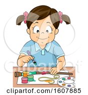 Kid Girl Paint Journey Stick Illustration