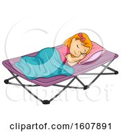 Poster, Art Print Of Kid Girl Sleep Camping Bed Illustration