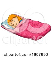 Poster, Art Print Of Kid Girl Sleeping Bag Illustration