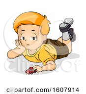 Poster, Art Print Of Kid Boy Bored Play Toy Illustration