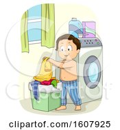 Kid Boy Laundry Basket Illustration