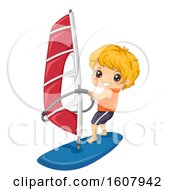 Poster, Art Print Of Kid Boy Sports Wind Surfing Illustration