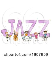Poster, Art Print Of Stickman Kids Jazz Text Design Illustration