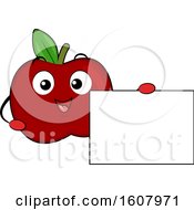 Poster, Art Print Of Red Apple Mascot Holding A Blank Sign Clipart