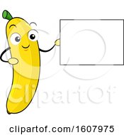Poster, Art Print Of Banana Mascot Holding A Blank Sign Clipart