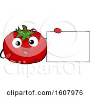 Poster, Art Print Of Tomato Mascot Holding A Blank Sign Clipart