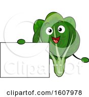 Spinach Vegetable Mascot Holding A Blank Sign Clipart
