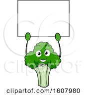 Poster, Art Print Of Broccoli Vegetable Mascot Holding A Blank Sign Clipart