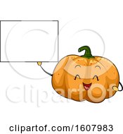 Poster, Art Print Of Pumpkin Vegetable Mascot Holding A Blank Sign Clipart