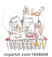 Poster, Art Print Of Grocery Cart Foods Illustration