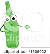Glass Bottle Recycle Mascot Holding A Blank Sign Clipart