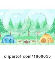 Poster, Art Print Of Camping Tents Outdoors Illustration