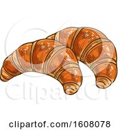 Clipart Of Sketched Croissants Royalty Free Vector Illustration