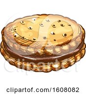 Clipart Of A Sketched Cookie Royalty Free Vector Illustration