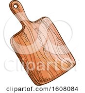 Clipart Of A Sketched Cutting Board Royalty Free Vector Illustration