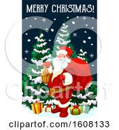 Clipart Of A Merry Christmas Greeting With Santa Royalty Free Vector Illustration